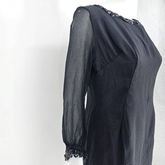 Vintage 80's Gothic Midi Dress Black S - Picture 7 of 9